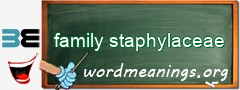 WordMeaning blackboard for family staphylaceae